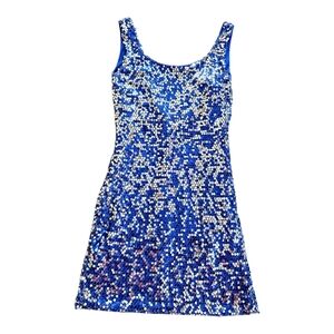 Y2K Blue Sequin Mini Dress 2000 Party Club Indie Sleaze Sparkly Bodycon small XS